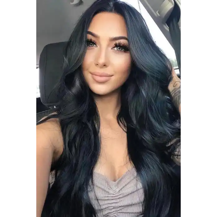 Isıya Dayanıklı Yarımay Çıt Çıt Saç - 1b - Siyah - Dalgalı - 60 Cm - 110 gr (Zeynep)