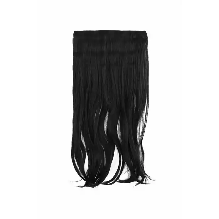 Isıya Dayanıklı Yarımay Çıt Çıt Saç - 1b - Siyah - Dalgalı - 60 Cm - 110 gr (Zeynep)