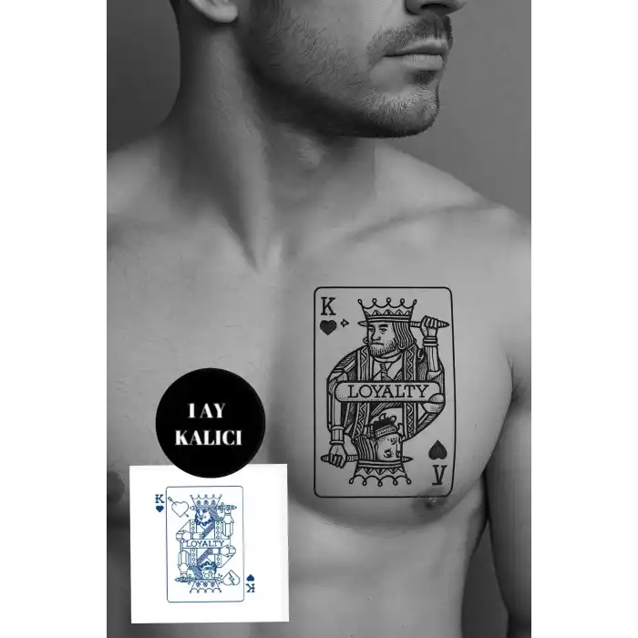 İskambil Kağıdı Figürlü 12 Saat Sonra Kararan Geçici Mini Dövme Tattoo