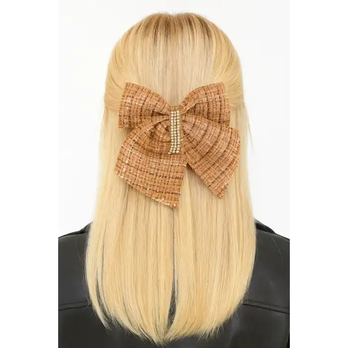 Kahve Renk Kurdele Figürlü Taş Detaylı Otomat Toka