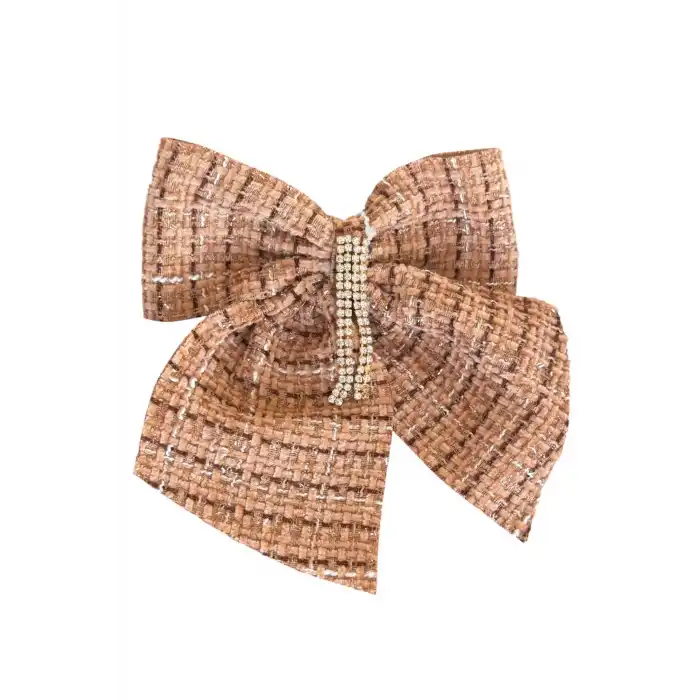 Kahve Renk Kurdele Figürlü Taş Detaylı Otomat Toka