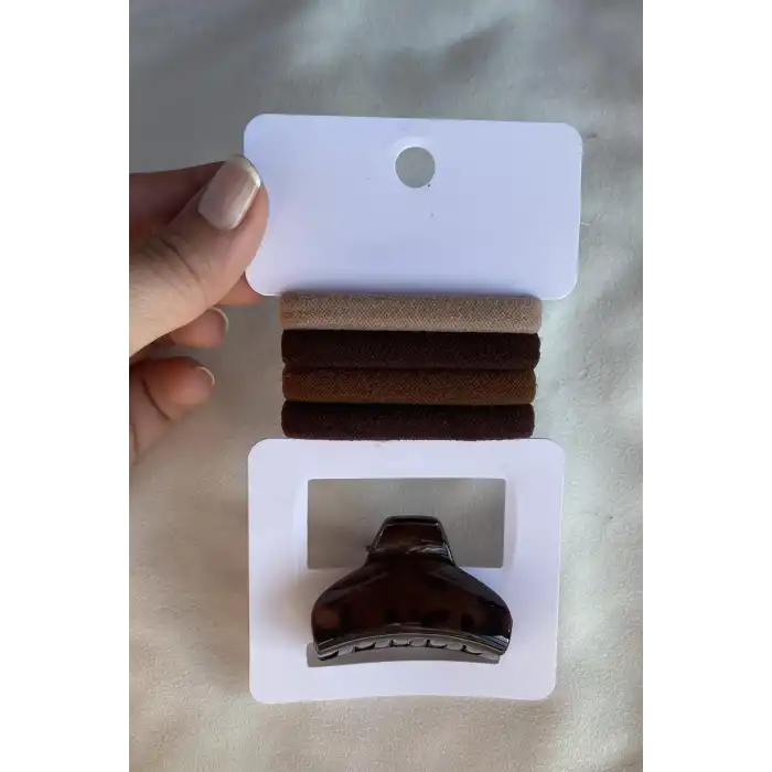 Kahve Renk Lastik Mandal Toka Set