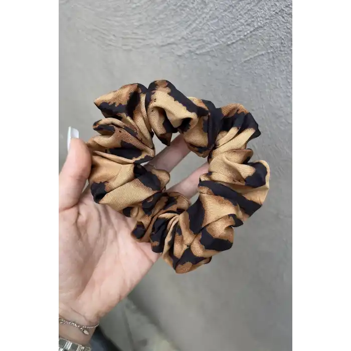 Kahve Renk Leopar Desenli Simit Toka