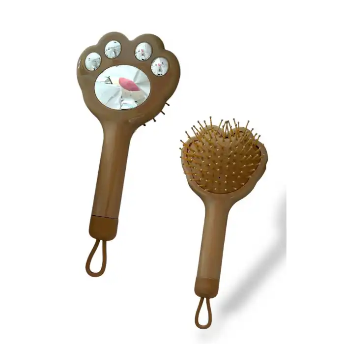 Kahve Renk Pati Figürlü Saç Tarama Fırçası/ Tarak