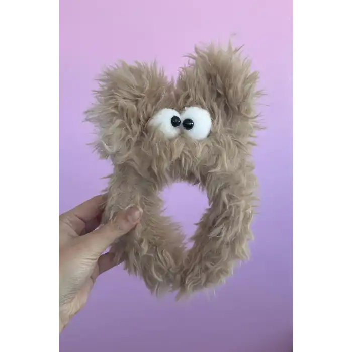 Kahverengi Canavar Figürlü Peluş Taç