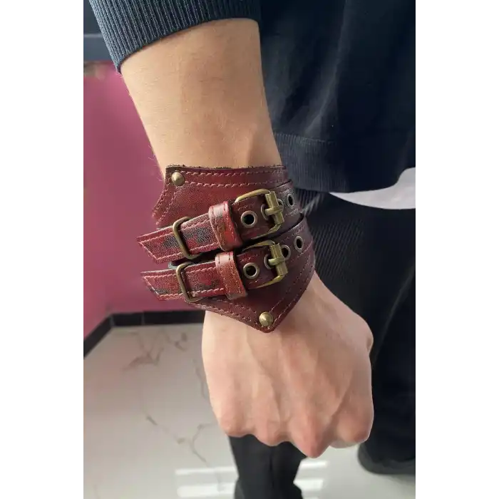 Kahverengi Deri Erkek Bileklik