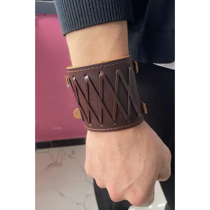 Kahverengi Deri Erkek Bileklik