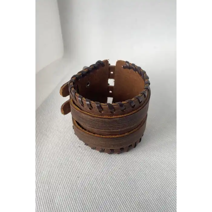 Kahverengi Deri Erkek Bileklik