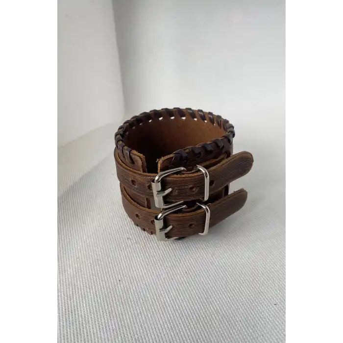 Kahverengi Deri Erkek Bileklik