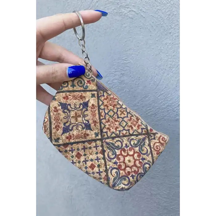 Kahverengi Etnik Desen Cüzdan/ Anahtarlık