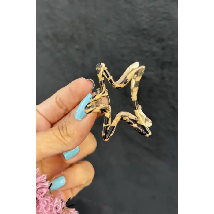 Kahverengi Leopar Desenli Yıldız Figürlü Mandal Toka