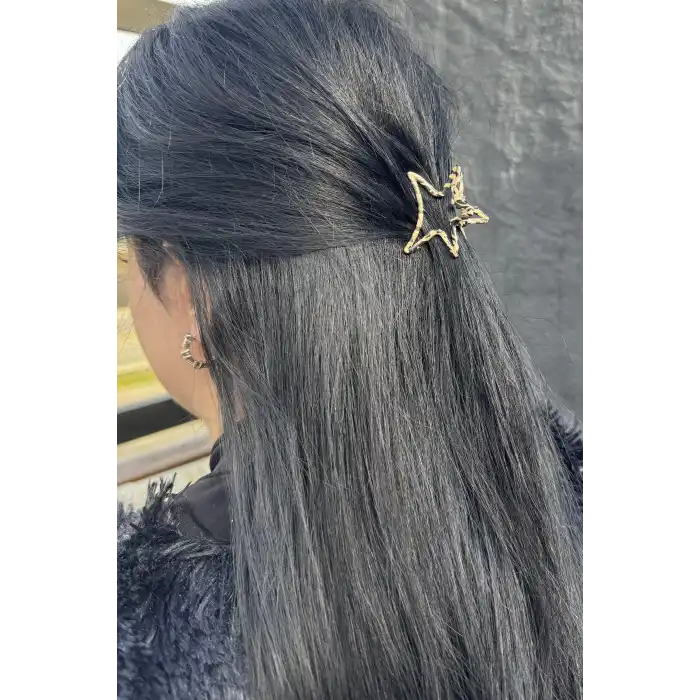 Kahverengi Leopar Desenli Yıldız Figürlü Mandal Toka