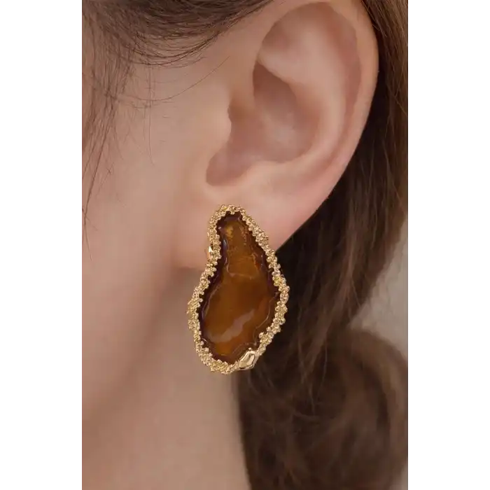 Kahverengi Metal Küpe (Çift)