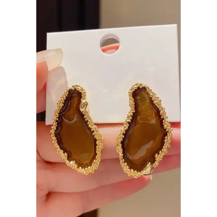 Kahverengi Metal Küpe (Çift)