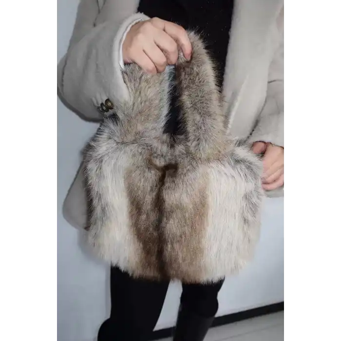 Kahverengi Peluş Kadın Çanta