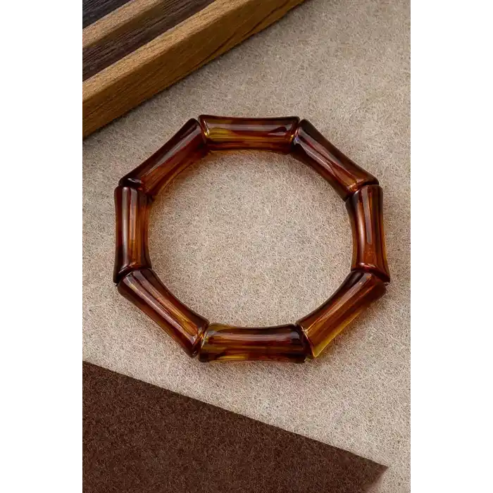 Kahverengi Renk Boncuk Detaylı Mika Bileklik