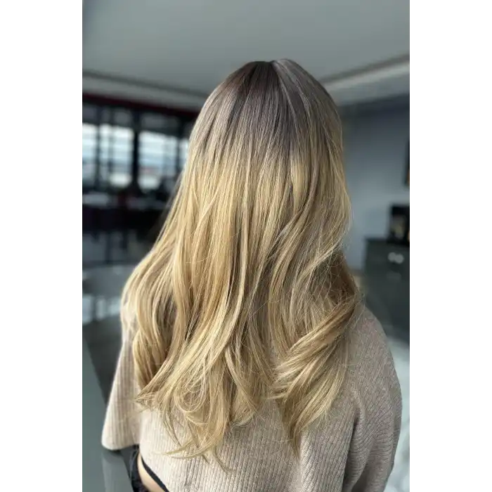 Kahverengi Ve Sarı Ombreli Dalgalı Peruk