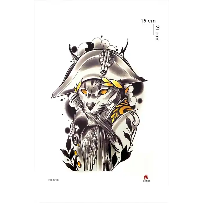 Kaptan Kedi Geçici Dövme Tattoo