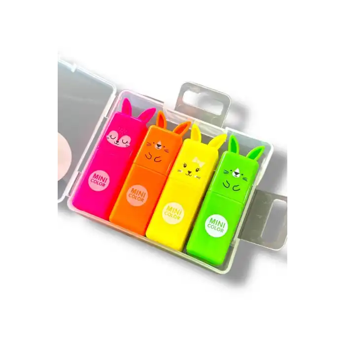 Karışık Figürlü 4lü Fosforlu Kalem Set