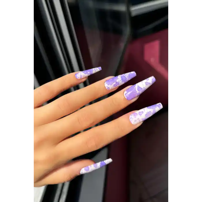 Karışık Renk 12li Sulu Boya Efektli Takma Tırnak Set