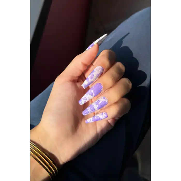 Karışık Renk 12li Sulu Boya Efektli Takma Tırnak Set