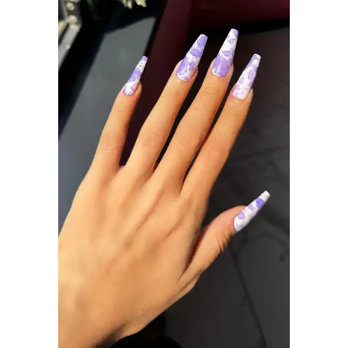 Karışık Renk 12li Sulu Boya Efektli Takma Tırnak Set