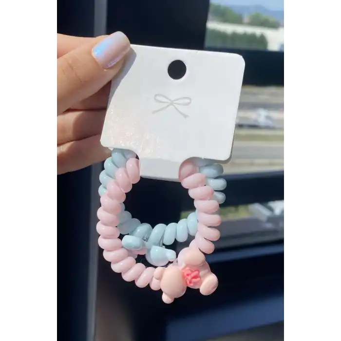 Karışık Renk 2li Ayıcık Detaylı Helezon Toka