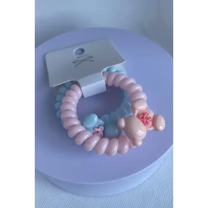 Karışık Renk 2li Ayıcık Detaylı Helezon Toka