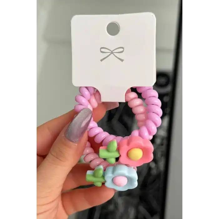 Karışık Renk 2li Lale Detaylı Helezon Toka