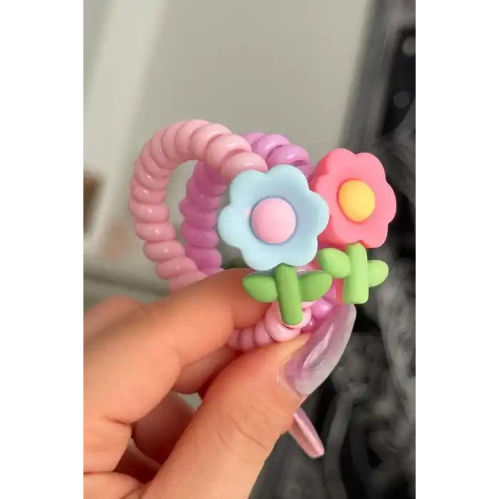 Karışık Renk 2li Lale Detaylı Helezon Toka
