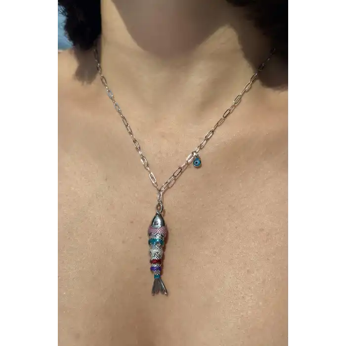 Karışık Renk Balık Figürlü YSX Kolye