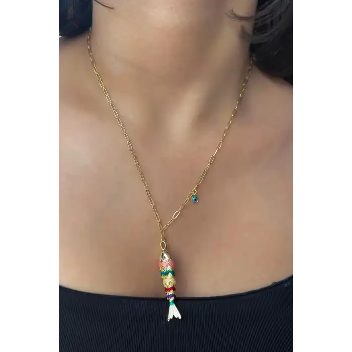 Karışık Renk Balık Figürlü YSX Kolye