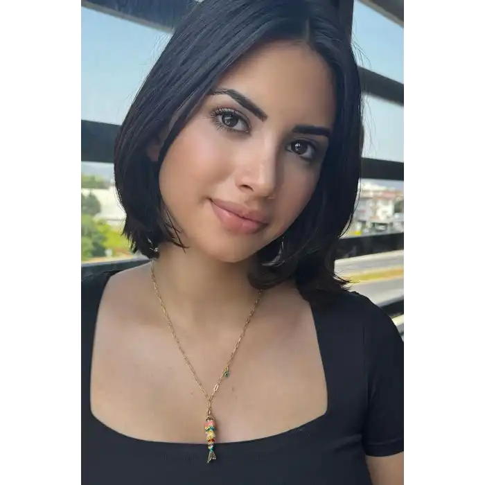 Karışık Renk Balık Figürlü YSX Kolye