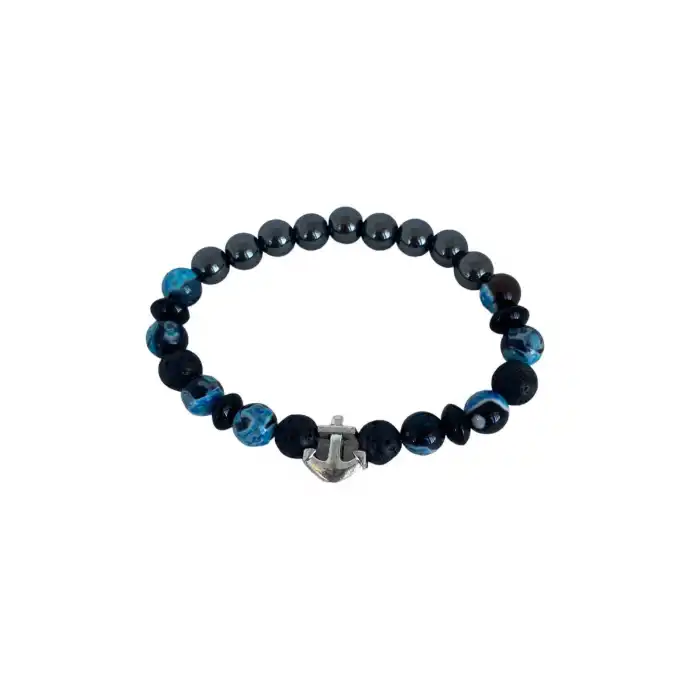 Karışık Renk Çapa Figürlü Boncuk Detaylı Erkek Bileklik