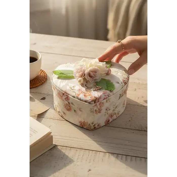 Karışık Renk Çiçek Figürlü Ayna Detaylı Çekmeceli Takı Organizeri