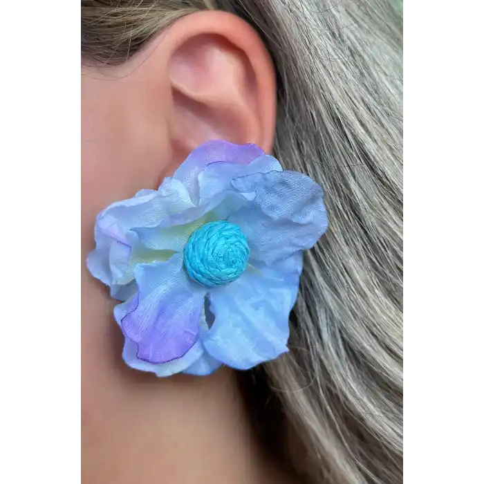 Karışık Renk Çiçek Figürlü Küpe (Çift)