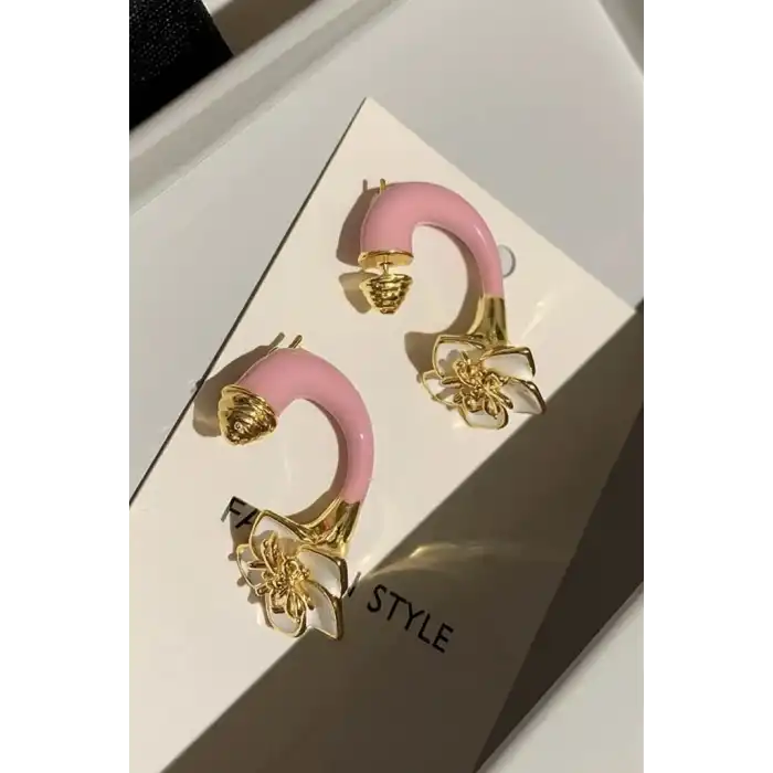 Karışık Renk Çiçek Figürlü YSX Küpe (Çift)