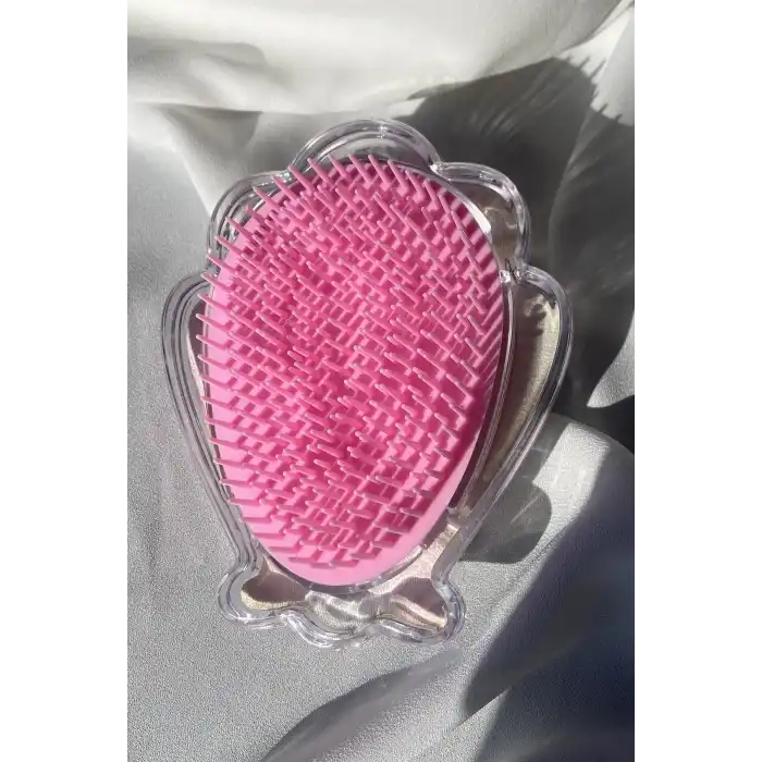 Karışık Renk Deniz Kabuğu Detaylı Öpücük Figürlü Simli Taşınabilir Saç Tarama Fırçası/ Tarak