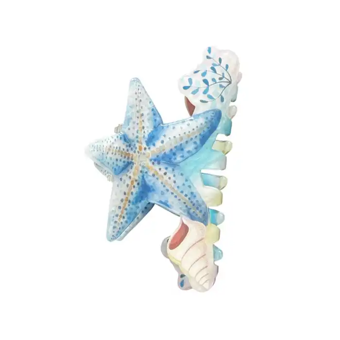 Karışık Renk Deniz Yıldızı Figürlü Kemik Mandal Toka