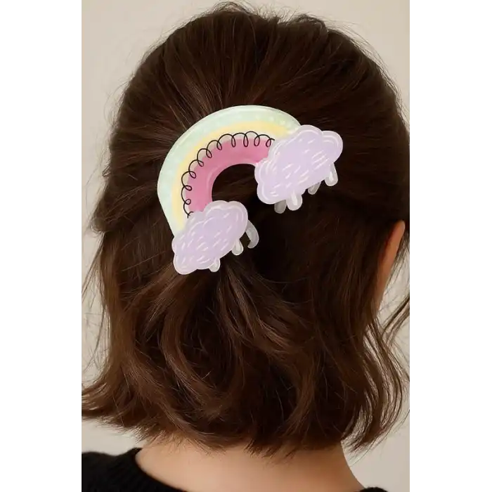 Karışık Renk Gökkuşağı Figürlü Kemik Mandal Toka