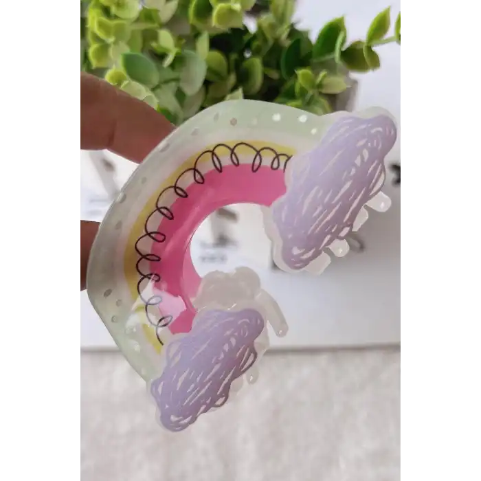 Karışık Renk Gökkuşağı Figürlü Kemik Mandal Toka