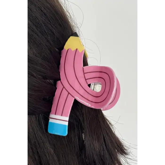 Karışık Renk Kalem Figürlü Kemik Mandal Toka