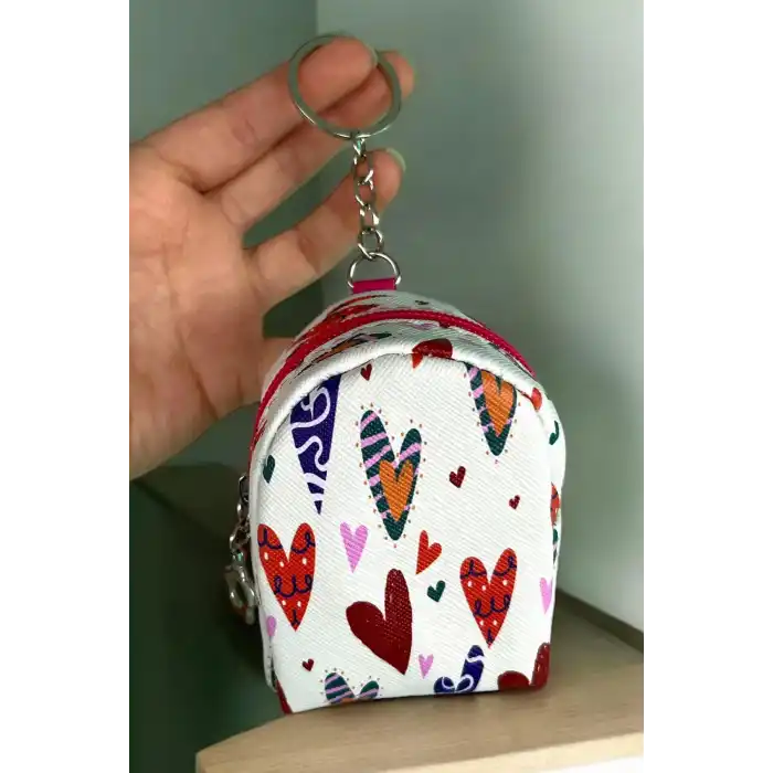 Karışık Renk Kalp Figürlü Anahtarlık /Cüzdan