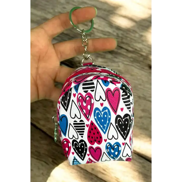 Karışık Renk Kalp Figürlü Anahtarlık /Cüzdan