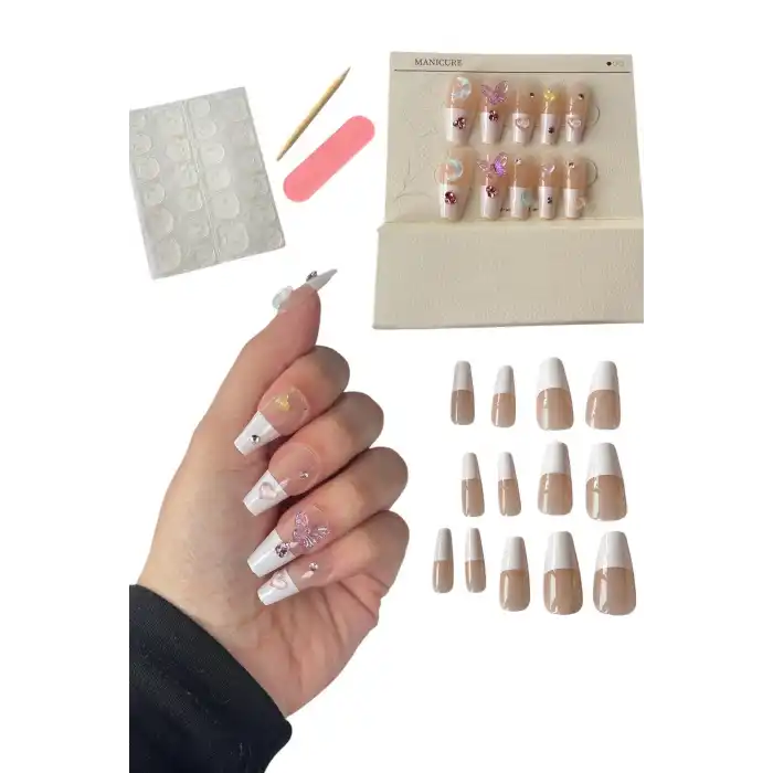 Karışık Renk Karışık Figürlü Takma Tırnak Set (Yapıştırıcılı)