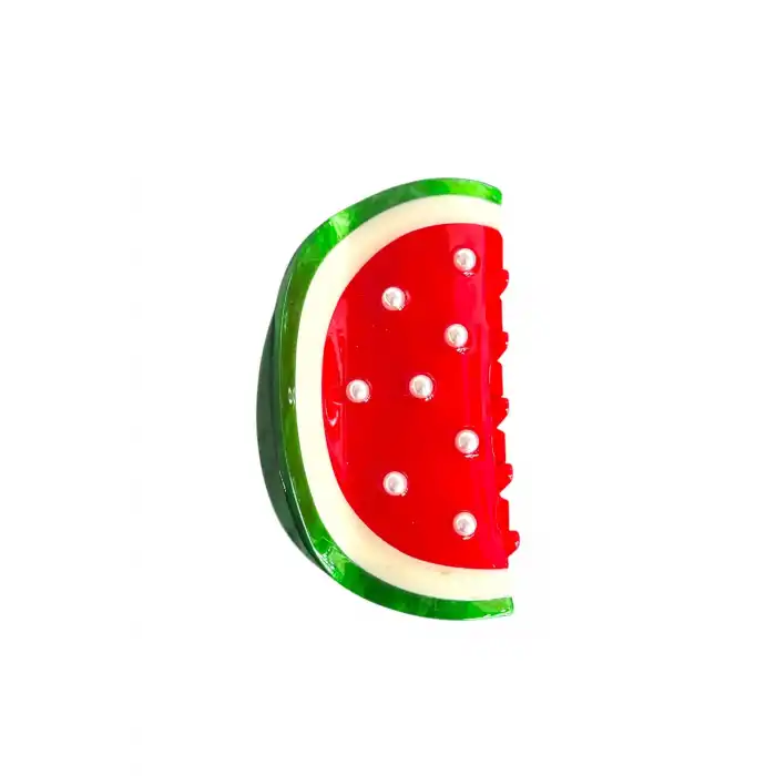 Karışık Renk Karpuz Figürlü İnci Detaylı Kemik Mandal Toka