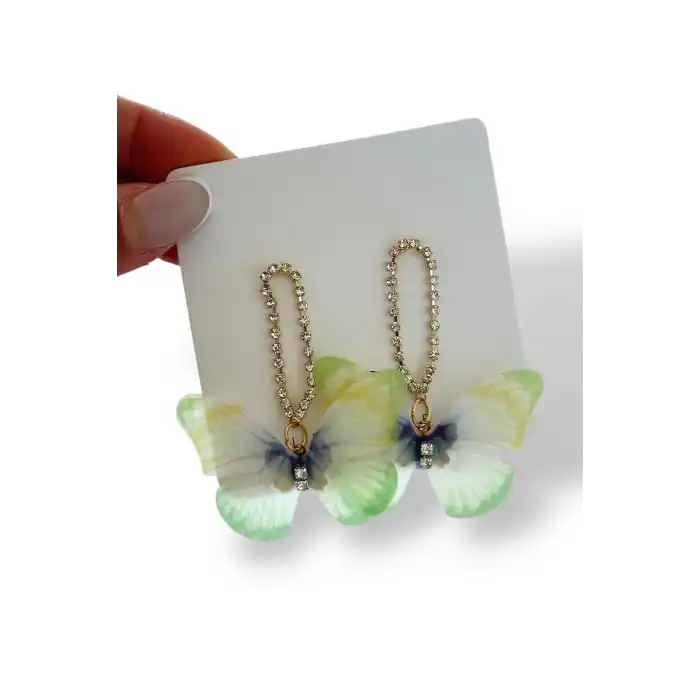 Karışık Renk Kelebek Figürlü Küpe (Çift)