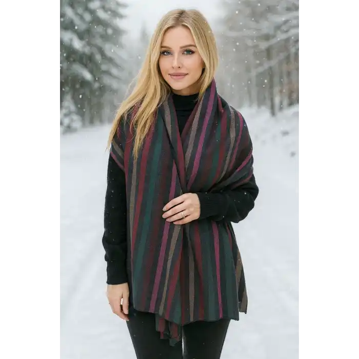 Karışık Renk Kilim Desenli Şal