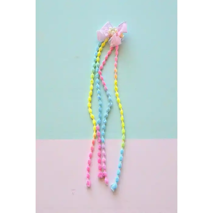 Karışık Renk Kurdele Figürlü Sallantılı Çocuk Yan Toka