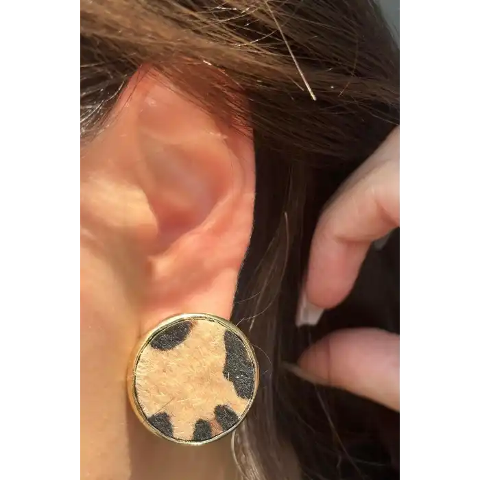 Karışık Renk Leopar Desenli Küpe (Çift)